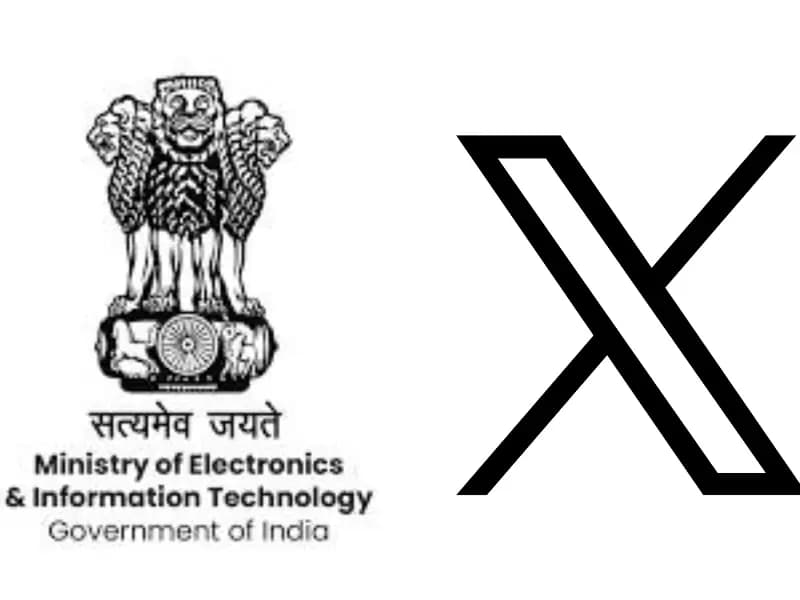 Indian Ministry of Electronics and Information Technology (left) and Social Media Platform X