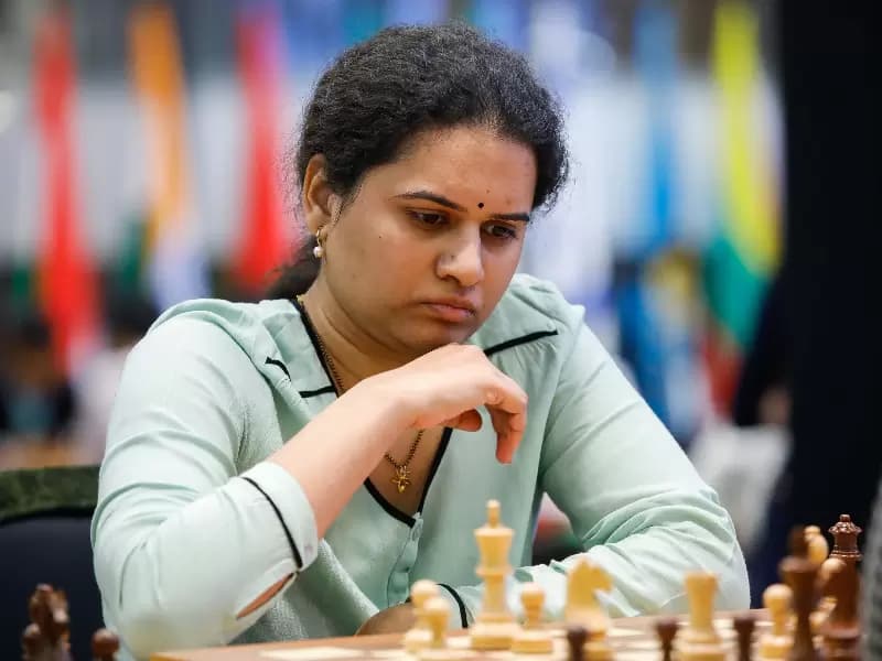 Koneru Humpy of India competes with Lei Tingjie of China in a tie-break of the 2019 King Salman World Chess Rapid Women Championship in Moscow, Russia, Dec. 28, 2019.
