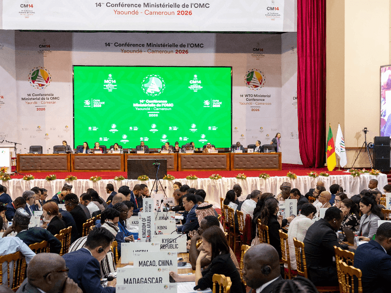 Delegates attend the World Trade Organisation (WTO) 14th ministerial meeting in Yaounde, Cameroon, March 28, 2026.