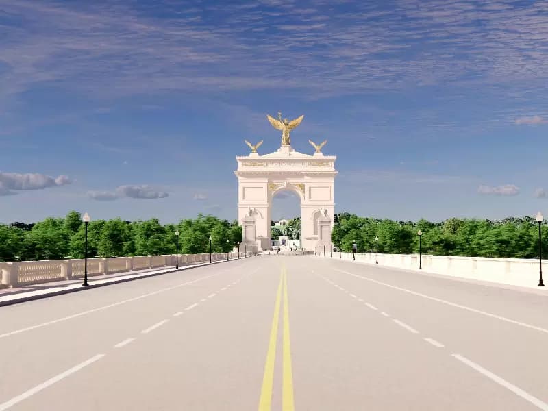 An artist's rendering of U.S. President Donald Trump's proposed 'Independence Arch' is seen in this handout obtained on April 10, 2026.