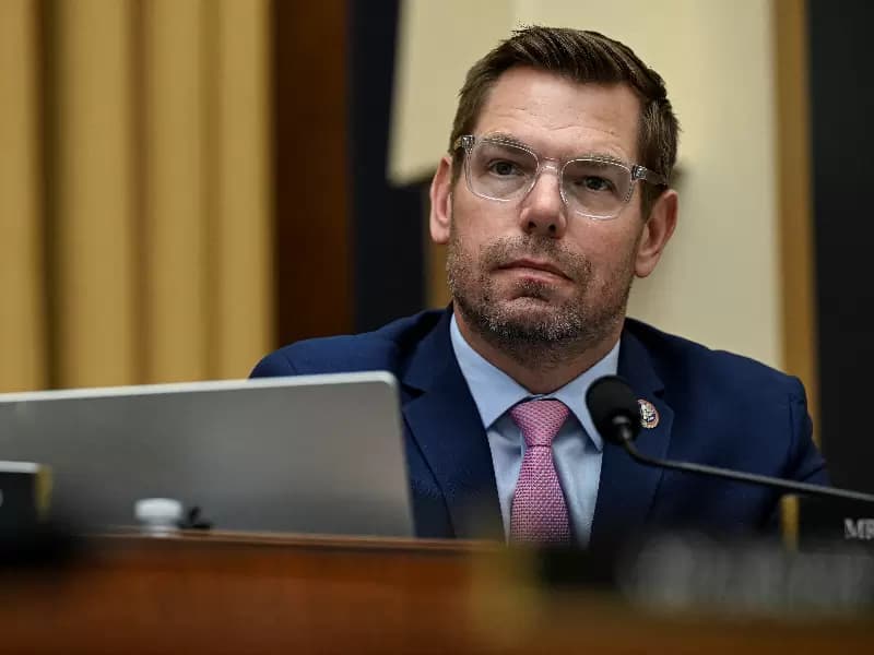 FILE PHOTO: U.S. Representative Eric Swalwell (D-CA) attends a House Judiciary Committee hearing with FBI Director Kash Patel (not pictured), on Capitol Hill in Washington, D.C., U.S., September 17, 2025.