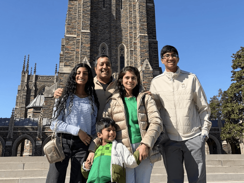 Duke University alumnus Vijay Ramakrishnan, MD and his wife Praveena Ramakrishnan have made a unique $3 million gift that supports both Duke Health patients and School of Medicine radiology residents. They recently visited Duke with their children.