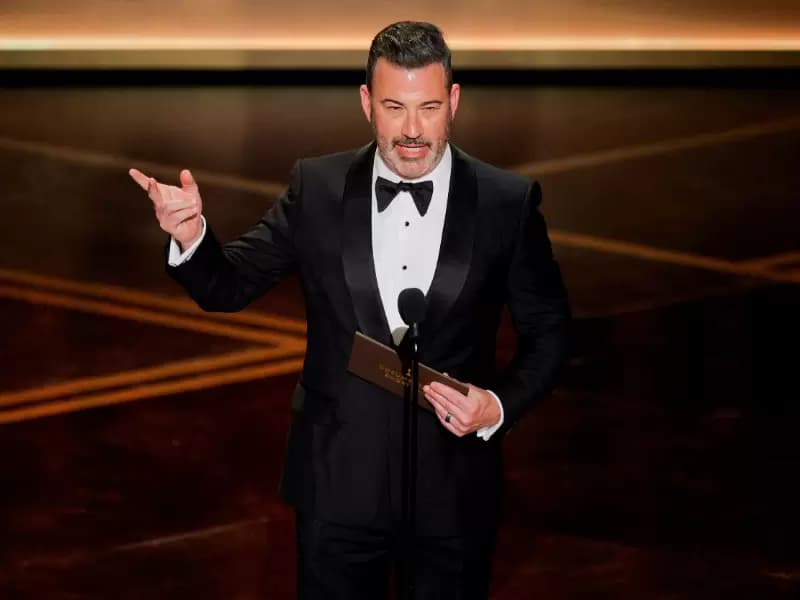 Jimmy Kimmel speaks onstage during the Oscars show at the 98th Academy Awards in Hollywood, Los Angeles, California, U.S., March 15, 2026.