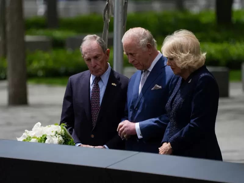 Britain's King Charles and Queen Camilla visit the 9/11 Memorial during their state visit to the United States, in New York City, U.S., April 29, 2026.