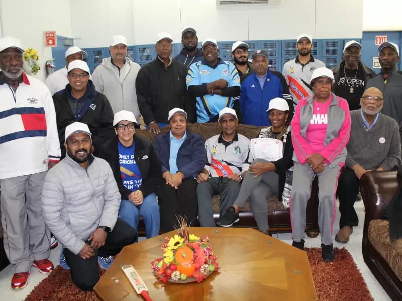 New Certified level 2 coaches poses with Michael Chambers, president, USA Cricket Hall of Fame & Violette Haldane, President – The West Indian Foundation after the event.