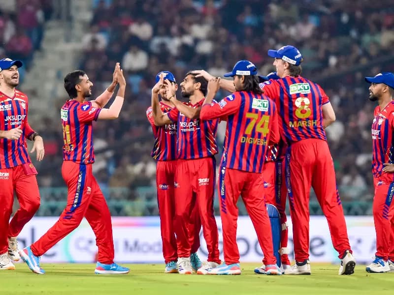 Lucknow Super Giants' Prince Yadav celebrates with teammates the wicket of Royal Challengers Bengaluru's Virat Kohli during the IPL 2026 match between Lucknow Super Giants and Royal Challengers Bengaluru at Ekana Cricket Stadium in Lucknow on Thursday, May 07, 2026.