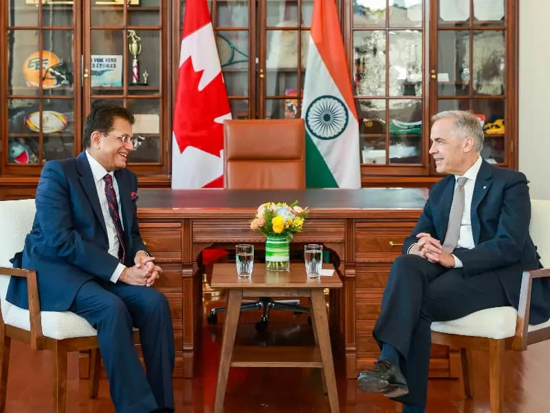 Union Commerce and Industry Minister Piyush Goyal meets Canadian Prime Minister Mark Carney in Ottawa on Tuesday, May 26, 2026.