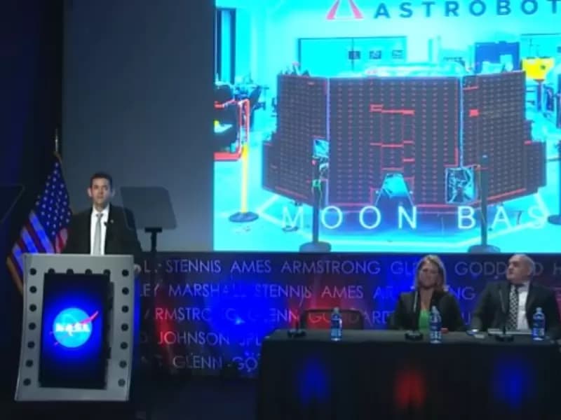 Moon Base image being shown at the NASA HQ