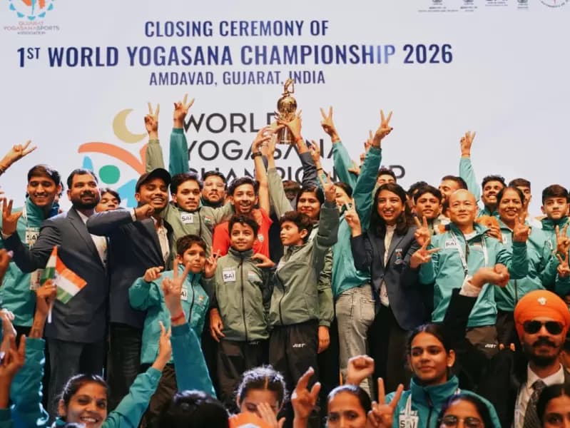 Hosts India complete a century of gold medals in clean sweep in the World Yogasana Championships 2026 in Ahmedabad on Monday.