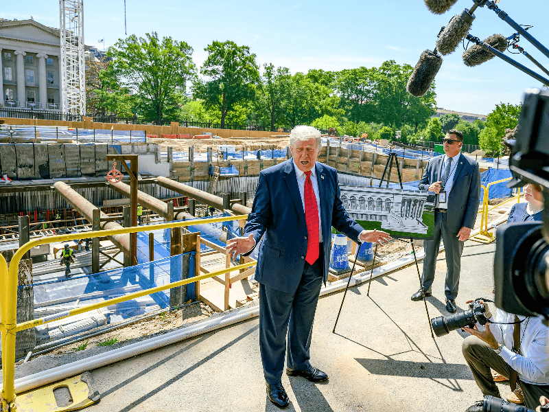 Washington D.C.: US President Donald Trump gives members of the media a look at the White House Ballroom construction project at the White House in Washington D.C. on Tuesday, May 19, 2026.