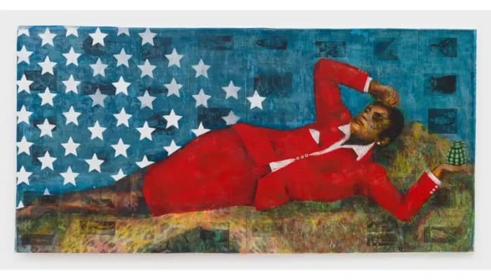 Rajkamal Kahlon, You Can’t Kill Us, We’re Already Dead, 2024, mixed media on canvas