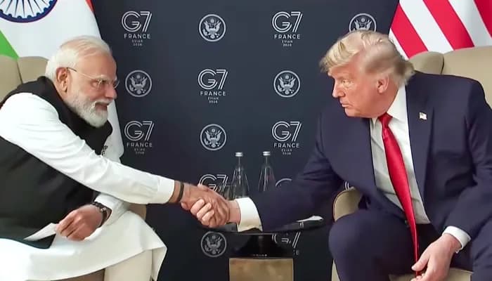 Prime Minister Narendra Modi and US President Donald Trump hold bilateral talks on the sidelines of the G7 Summit in Evian, France, on Wednesday, June 17, 2026.