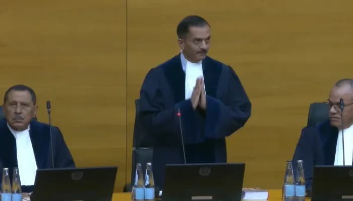 Bimal Patel after he took the oath of office as a judge of the International Tribunal for the Law of the Sea on Oct. 1