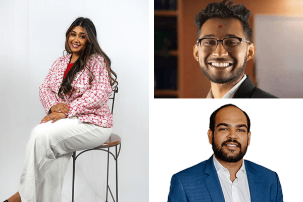 (clockwise) Shivam Patel, Keval Rama, and Rhea Patel