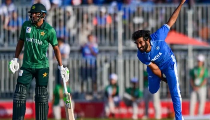 India's Jasprit Bumrah bowls during the men’s cricket gold-medal match between India and Pakistan at the Asian Games 2026 at Korogi Sports Park in Nisshin, Japan, on Saturday, October 03, 2026.
