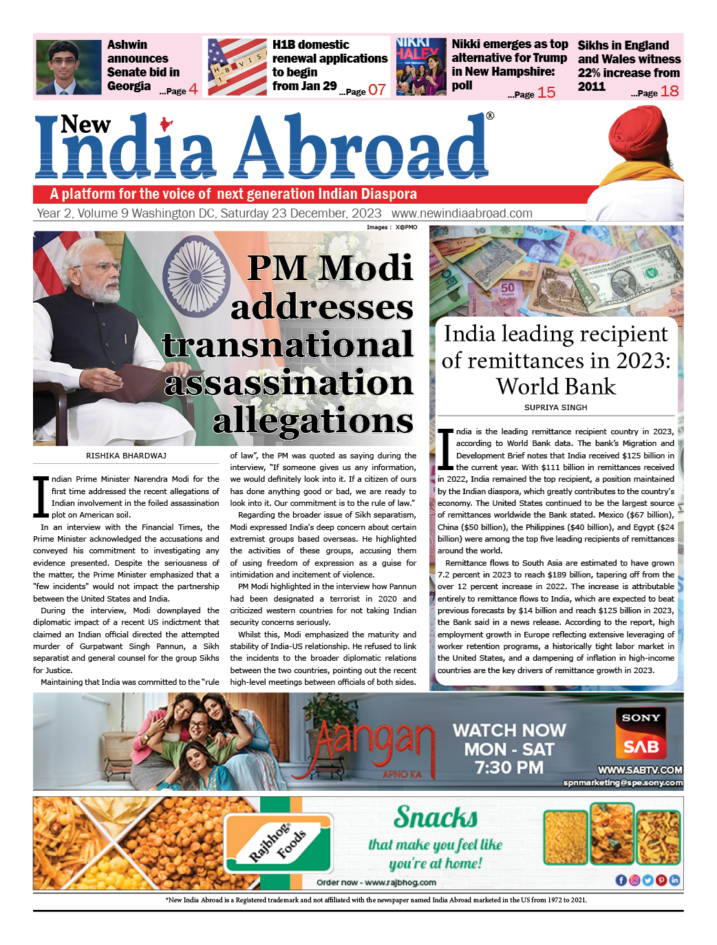 PM Modi addresses transnational assassination allegations