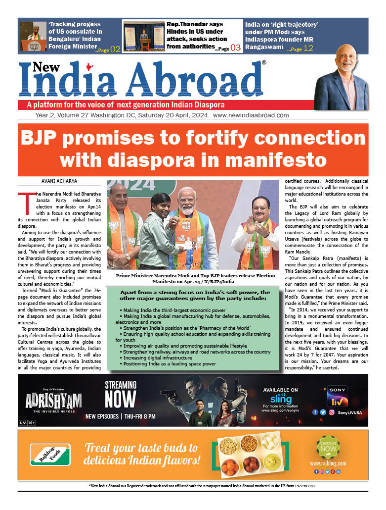 BJP promises to fortify connection with diaspora in manifesto