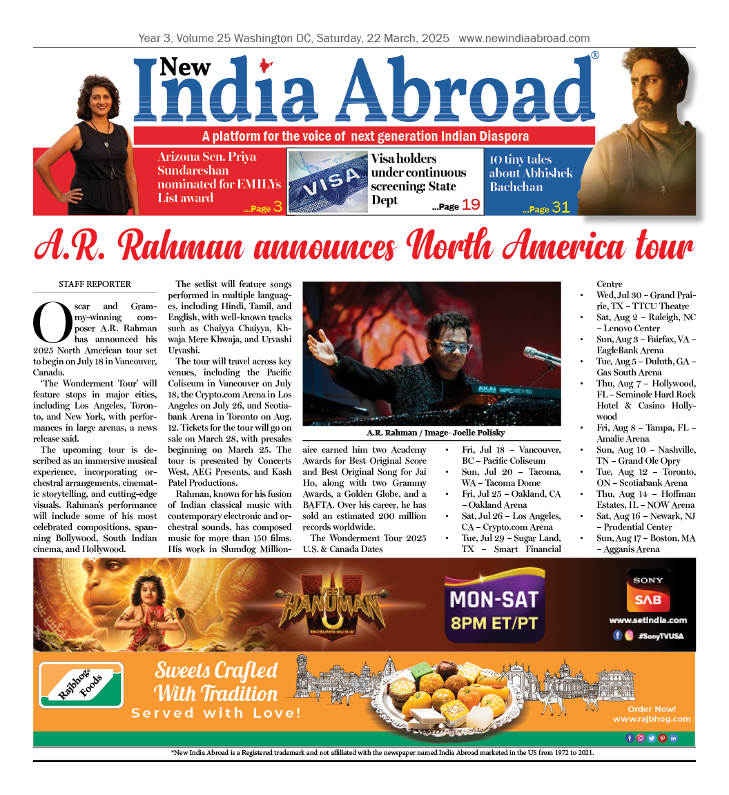 A.R. Rahman announces North America tour
