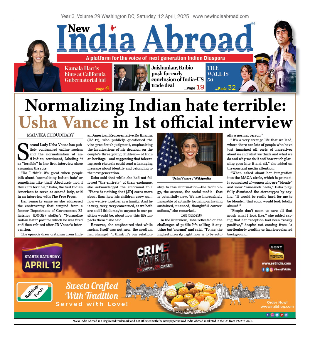 Normalizing Indian hate terrible: Usha Vance in 1st official interview