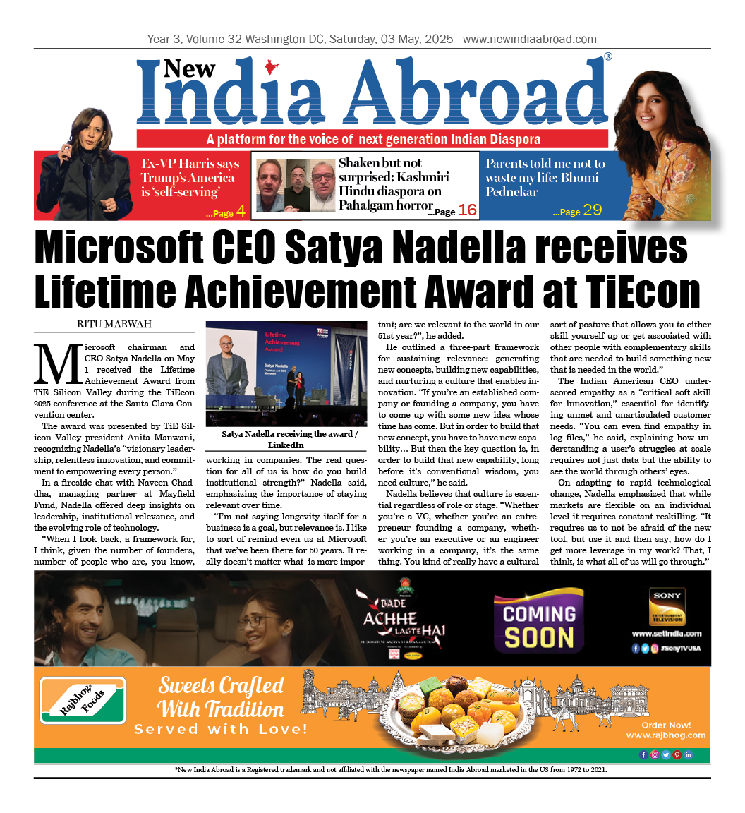 Microsoft CEO Satya Nadella receives Lifetime Achievement Award at TiEcon