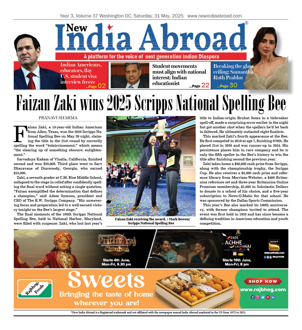 Faizan Zaki wins 2025 Scripps National Spelling Bee
