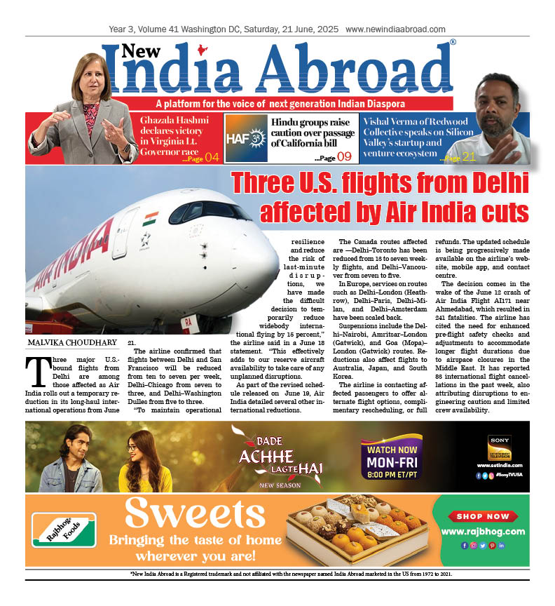 Three U.S. flights from Delhi affected by Air India cuts