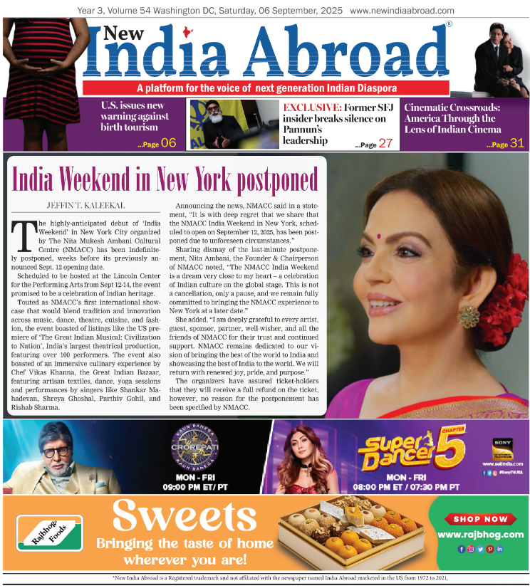 India Weekend in New York postponed