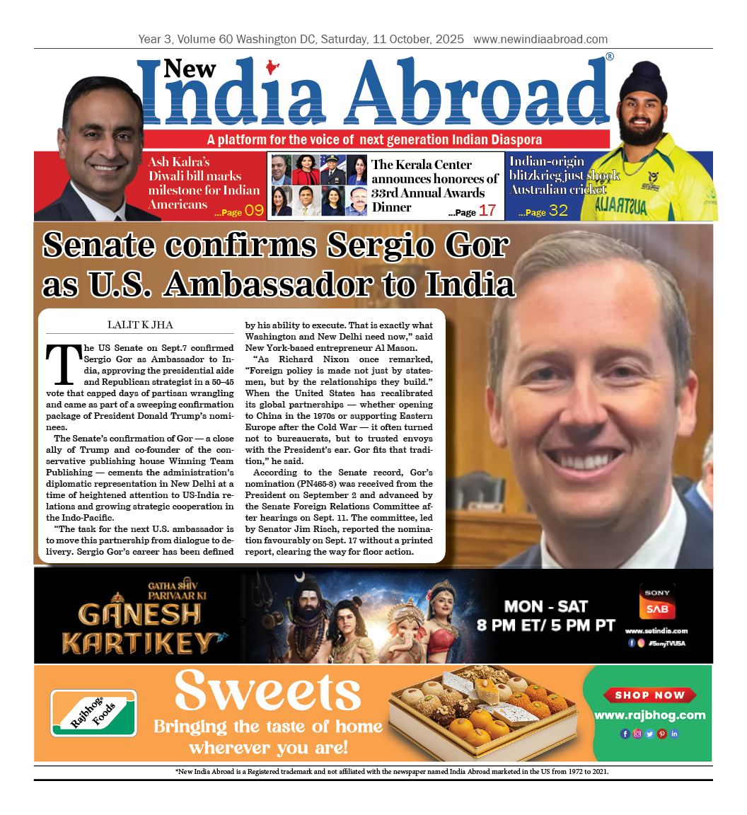 Senate confirms Sergio Gor as U.S. Ambassador to India