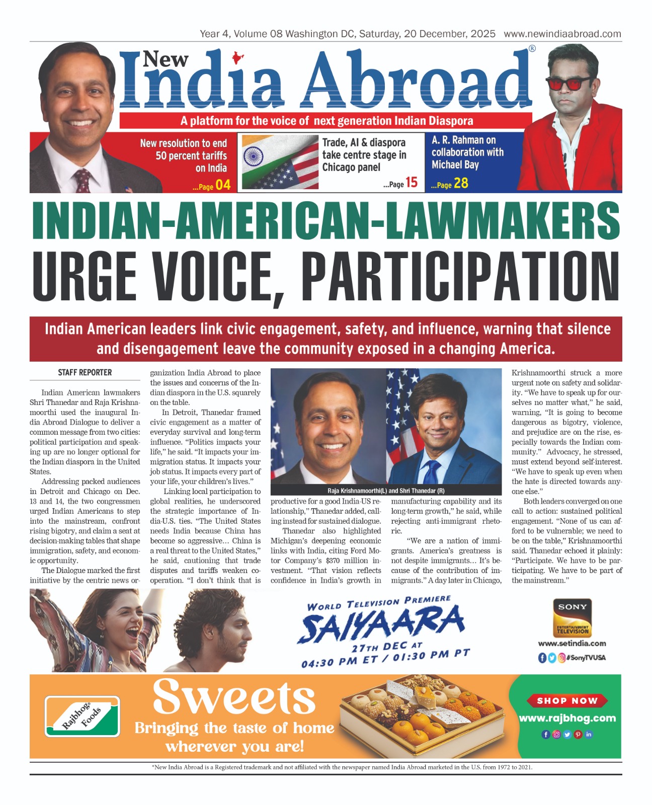 Indian American lawmakers urge voice, participation